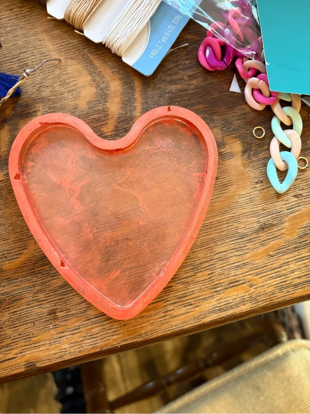 Heart Shaped Resin Tray - Coral/Peach